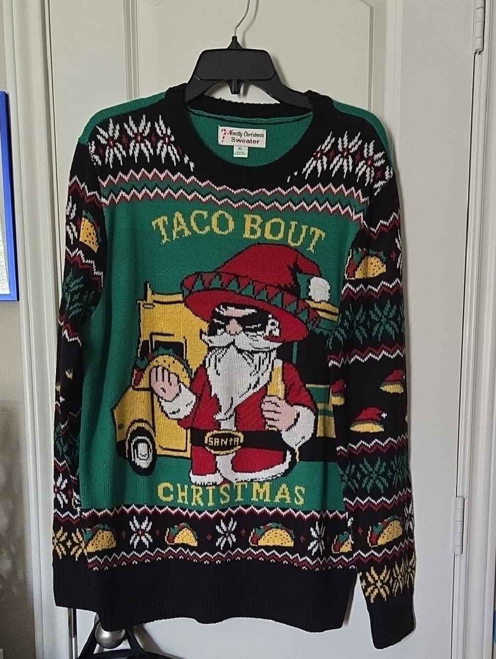 Green 'Taco Bout Christmas' Novelty Crewneck Sweater